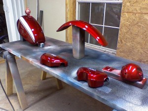 Candy red and clearcoat applied...