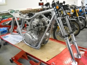 Engine mounted in the frame