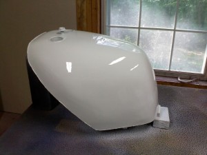 Tank with white base coat and clear