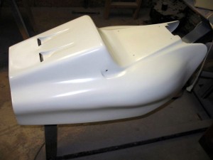 Fiberglass tail primed with epoxy