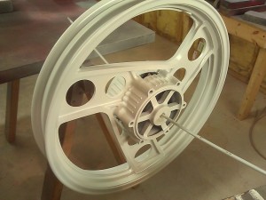 Front wheel after epoxy primer
