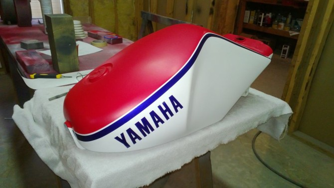 tank with the YAMAHA logo